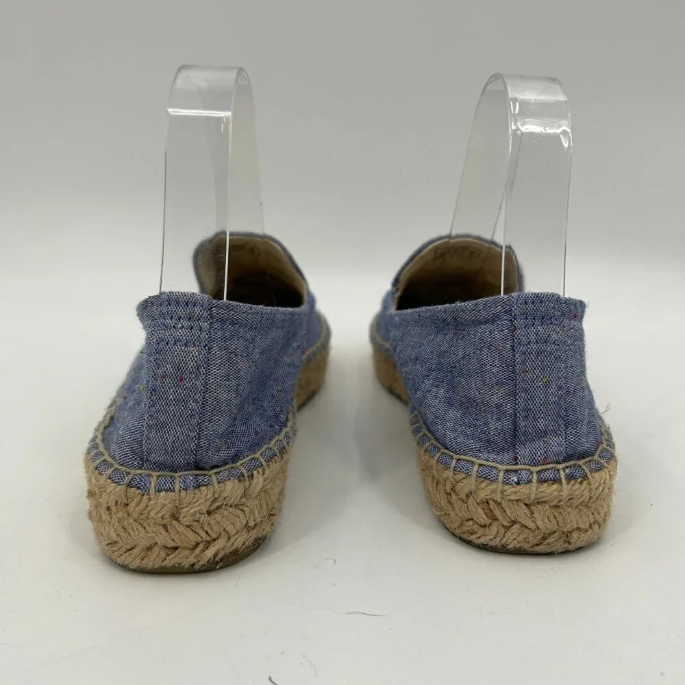 SOLUDOS X MARY MATSON Blue Yellow Sunshine Slip On Espadrille Flats Shoes Size 8